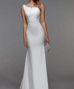 Alyce Paris - 27538 Embellished Bateau Neck Trumpet Dress With Train