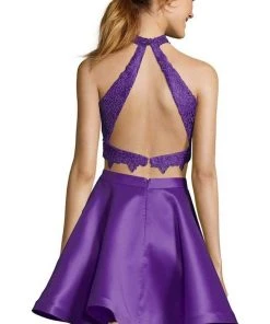 Alyce Paris - 3735 Two Piece Halter Lace Cocktail Dress