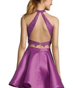 Alyce Paris - 3735 Two Piece Halter Lace Cocktail Dress