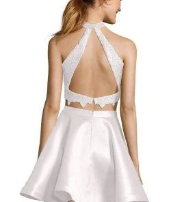 Alyce Paris - 3735 Two Piece Halter Lace Cocktail Dress