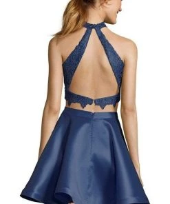 Alyce Paris - 3735 Two Piece Halter Lace Cocktail Dress