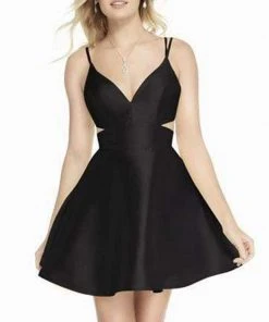 Alyce Paris - 3879 V Neck Cutout Bandeau Back Mikado Cocktail Dress