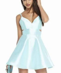 Alyce Paris - 3879 V Neck Cutout Bandeau Back Mikado Cocktail Dress