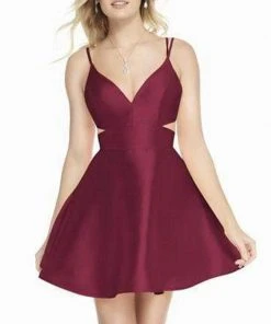 Alyce Paris - 3879 V Neck Cutout Bandeau Back Mikado Cocktail Dress