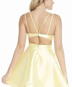 Alyce Paris - 3879 V Neck Cutout Bandeau Back Mikado Cocktail Dress