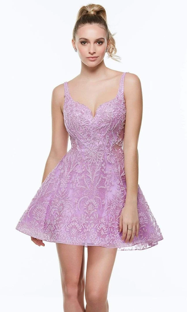 Alyce Paris - 3950 Open Back Glittered Short Dress 3 Alyce Paris - 3950 Open Back Glittered Short Dress