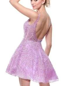 Alyce Paris - 3950 Open Back Glittered Short Dress