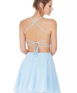 Alyce Paris - 4049 Strappy Open Back Lace And Chiffon Cocktail Dress