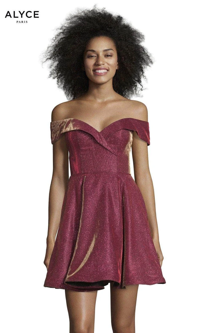 Alyce Paris 4184 - Off Shoulder A-Line Short Dress 6 Alyce Paris 4184 - Off Shoulder A-Line Short Dress