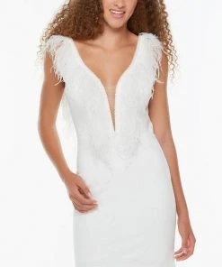 Alyce Paris 4427 - Feathered Trim Cocktail Dress