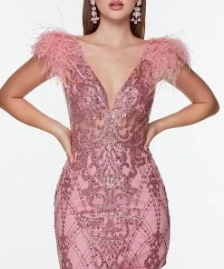Alyce Paris 4501 - Plunging V-Neck Sequin Cocktail Dress