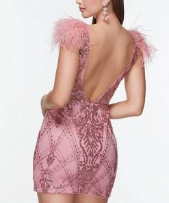 Alyce Paris 4501 - Plunging V-Neck Sequin Cocktail Dress