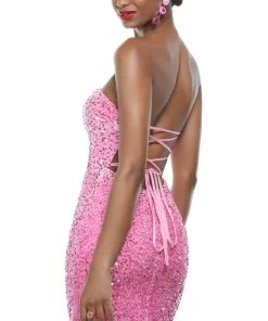 Alyce Paris 4605 - Strapless Sequined Cocktail Dress