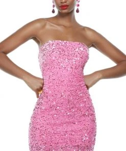 Alyce Paris 4605 - Strapless Sequined Cocktail Dress