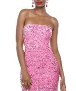 Alyce Paris 4605 - Strapless Sequined Cocktail Dress