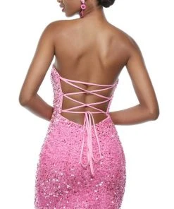 Alyce Paris 4605 - Strapless Sequined Cocktail Dress