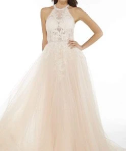 Alyce Paris - 5089 Lace Halter Tulle A-Line Gown