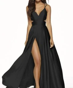 Alyce Paris - 60453 Sleeveless V Neck Sexy Satin A-Line Gown
