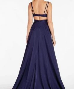 Alyce Paris - 60453 Sleeveless V Neck Sexy Satin A-Line Gown