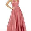 Alyce Paris - 60623 Front Zip V Neck Halter Silk Charmeuse A-Line Gown