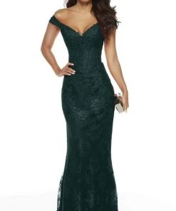 Alyce Paris - 60650 Off Shoulder Jeweled Lace Sheath Gown 9 Alyce Paris - 60650 Off Shoulder Jeweled Lace Sheath Gown