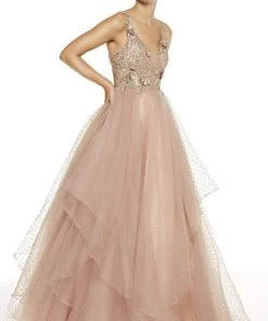 Alyce Paris - 60667 Embellished A-line Dotted Long Dress