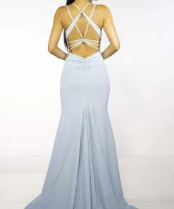Alyce Paris - 60692 Cutout Strappy Back Glitter Jersey Mermaid Gown