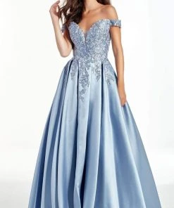 Alyce Paris - 60877 Embroidered Deep Off Shoulder Mikado Ballgown