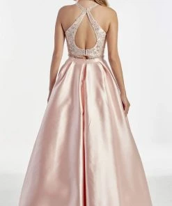 Alyce Paris - 60880 Embroidered Halter Mikado Ballgown