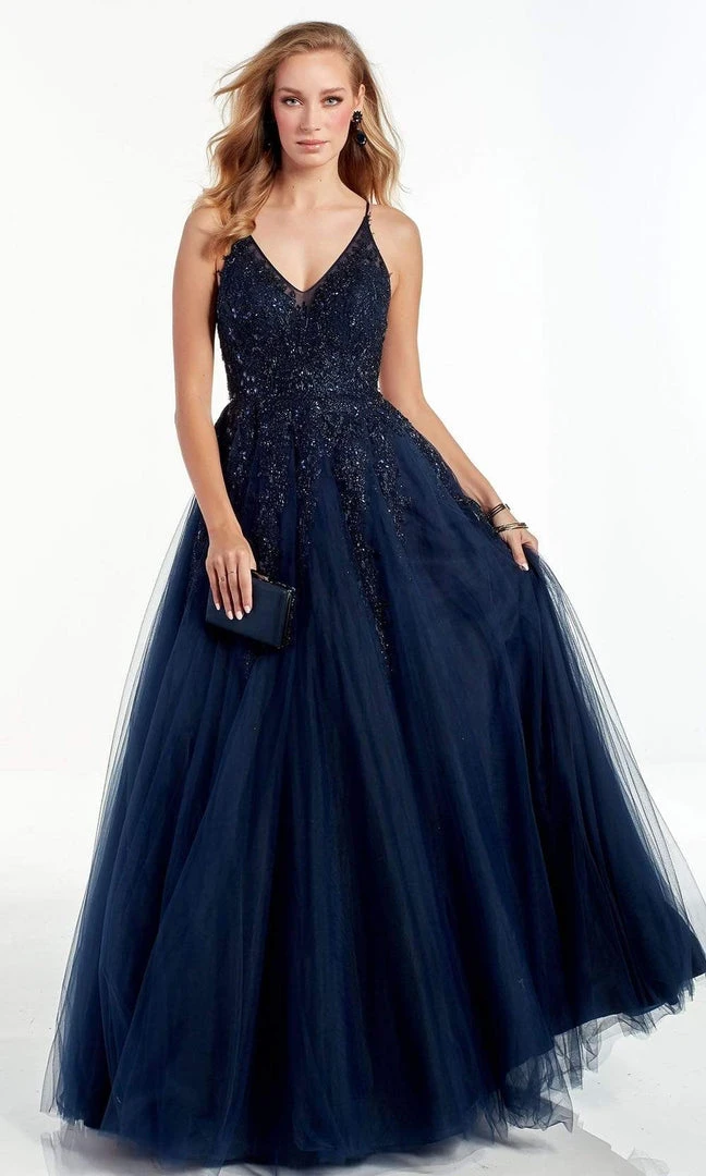 Alyce Paris - 60888 Lace V Neck Tulle A-line Gown 3 Alyce Paris - 60888 Lace V Neck Tulle A-line Gown