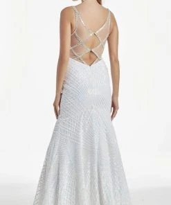 Alyce Paris - 60915 Sequin Striped Illusion Side Midriff Trumpet Gown