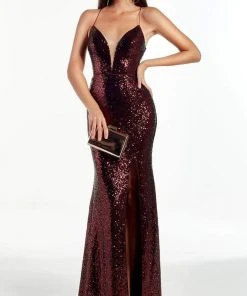 Alyce Paris - 60948 Spaghetti Strap Open Back Full Sequin Evening Gown