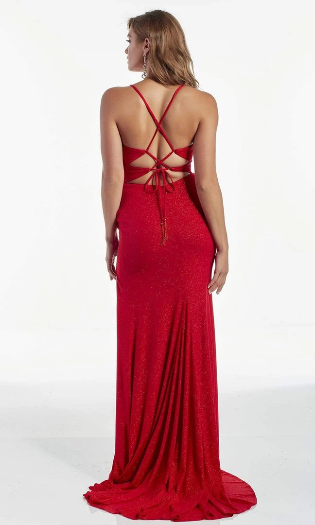 Alyce Paris - 60962 V Neck Sparkle Jersey Sheath Dress 4 Alyce Paris - 60962 V Neck Sparkle Jersey Sheath Dress