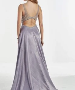 Alyce Paris - 60974 Embellished Plunging V-Neck Charmeuse Satin Gown 6 Alyce Paris - 60974 Embellished Plunging V-Neck Charmeuse Satin Gown