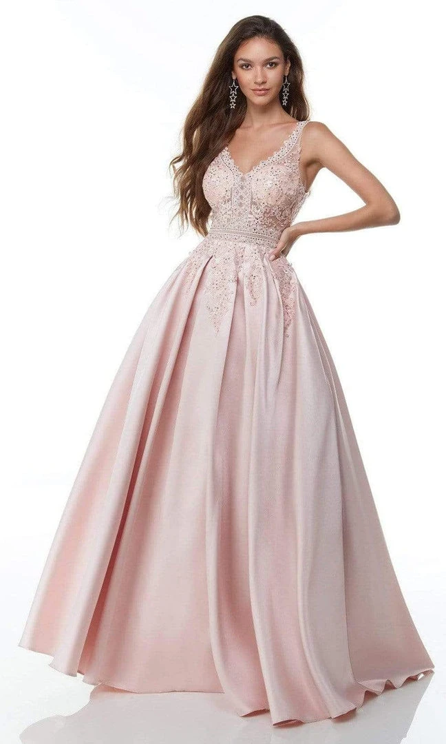 Alyce Paris - 61080 Floral V-Neck Mikado Ballgown 3 Alyce Paris - 61080 Floral V-Neck Mikado Ballgown