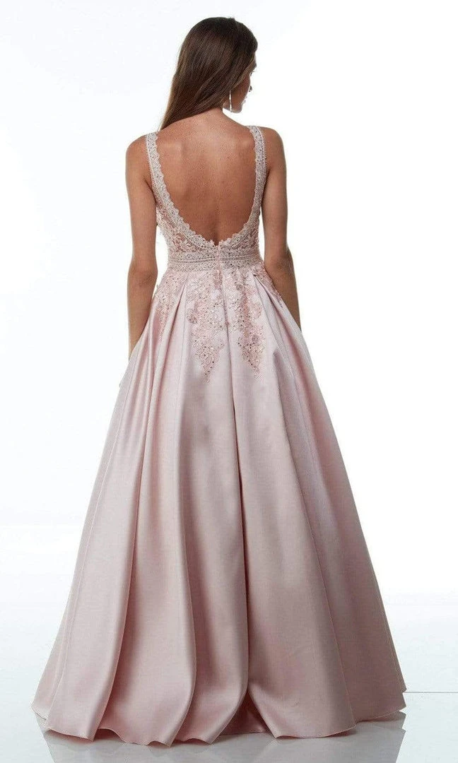 Alyce Paris - 61080 Floral V-Neck Mikado Ballgown 4 Alyce Paris - 61080 Floral V-Neck Mikado Ballgown