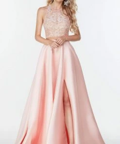 Alyce Paris - 61081 Scallop Lace Halter Ballgown