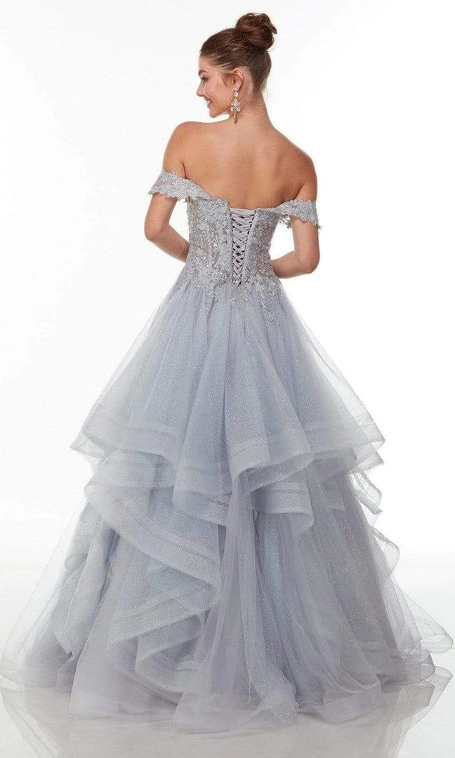Alyce Paris - 61095 Lace Detailed Off Shoulder Gown 4 Alyce Paris - 61095 Lace Detailed Off Shoulder Gown