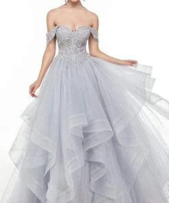 Alyce Paris - 61095 Lace Detailed Off Shoulder Gown 7 Alyce Paris - 61095 Lace Detailed Off Shoulder Gown