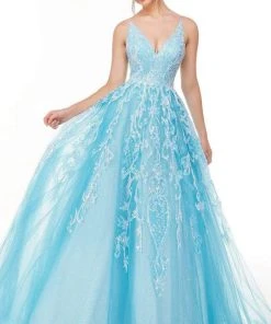 Alyce Paris - 61101 V-Neck Embellished Tulle Ballgown