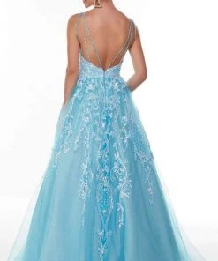 Alyce Paris - 61101 V-Neck Embellished Tulle Ballgown