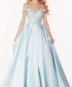 Alyce Paris - 61103 Off Shoulder Satin A-Line Gown