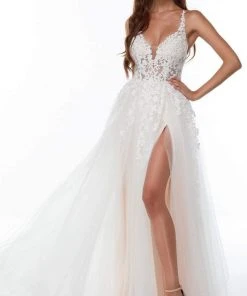 Alyce Paris - 61110 Applique High Slit Gown