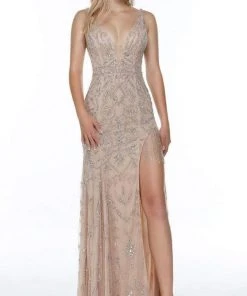 Alyce Paris - 61112 Sleeveless V-Back Sheath Gown