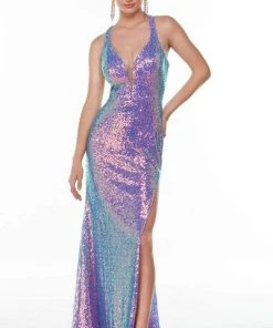 Alyce Paris - 61144 Sleeveless Sequined High Slit Gown