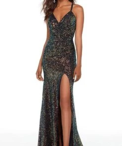 Alyce Paris - 61150 Sequined High Slit Gown
