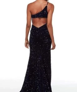 Alyce Paris - 61180 Sequined Asymmetric Slit Long Gown