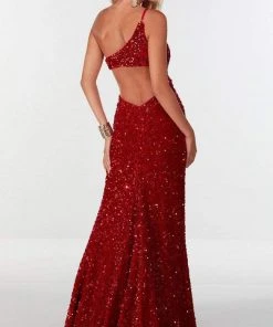 Alyce Paris - 61180 Sequined Asymmetric Slit Long Gown