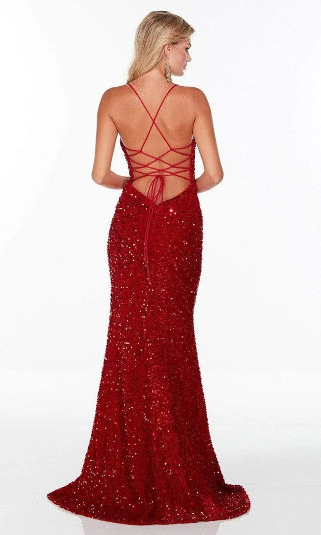 Alyce Paris - 61181 Spaghetti Strap Sequin Gown 12 Alyce Paris - 61181 Spaghetti Strap Sequin Gown