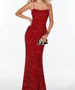 Alyce Paris - 61181 Spaghetti Strap Sequin Gown 20 Alyce Paris - 61181 Spaghetti Strap Sequin Gown
